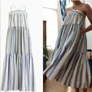 J. Crew tiered dress LemLem XXS NWT halter maxi midi  adjustable stripe striped